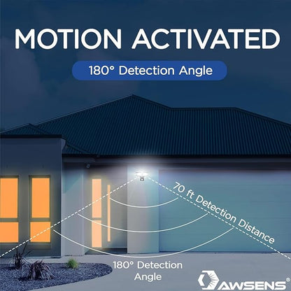 40W LED Security Lights Motion Sensor Light Outdoor, 180 Degree, 4000LM Motion Security Light, 5000 K, ETL Water Resistant, Clear 2 Head Motion Detector Flood Light for Garage, Yard 2-Pack (Black)