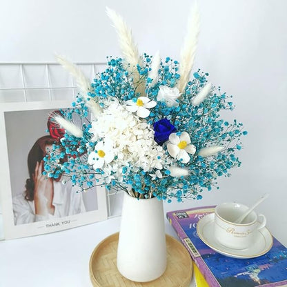 Dried Babys Breath Flowers Bouquet-17 Inch 2500+ Blue Dry Flowers, Natural Gypsophila Branches for Wedding, Table Vase Decor, DIY Wreath Floral, Home Office Party Garden Decoration (3oz)