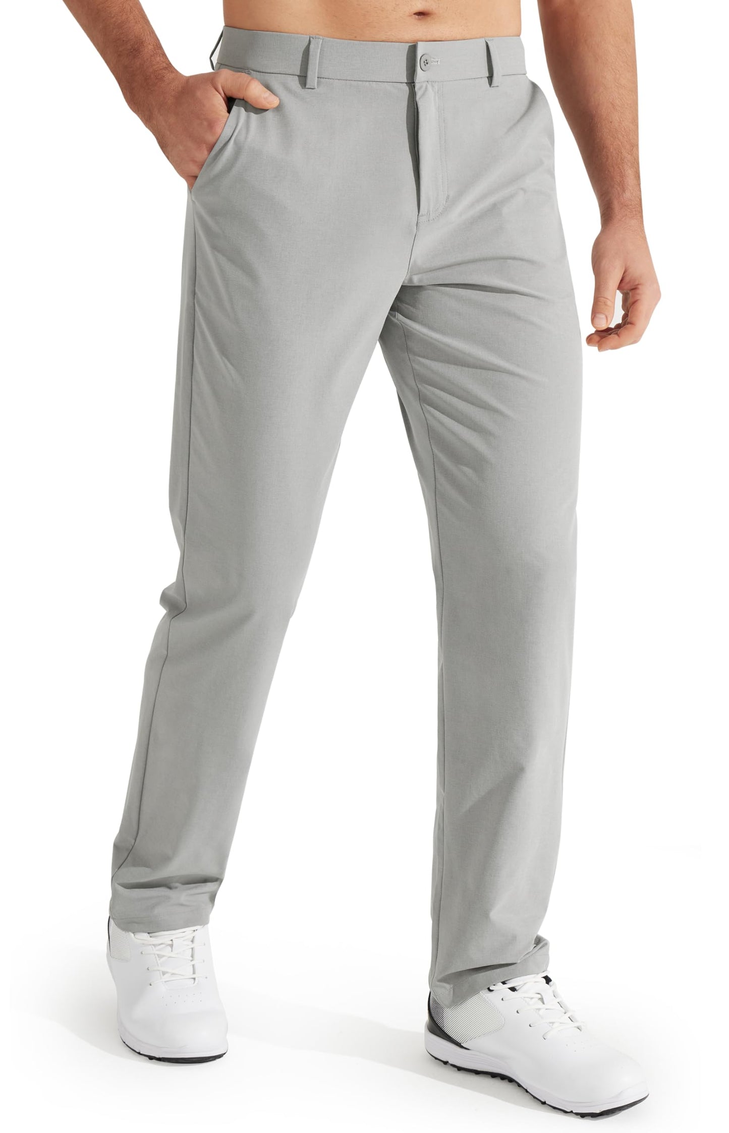 Libin Mens Golf Pants Stretch Work Dress Pants 30" Quick Dry Lightweight Business Casual Slacks for Men Travel Vocation Water Resistant, Neutral Grey, 38W x 30L
