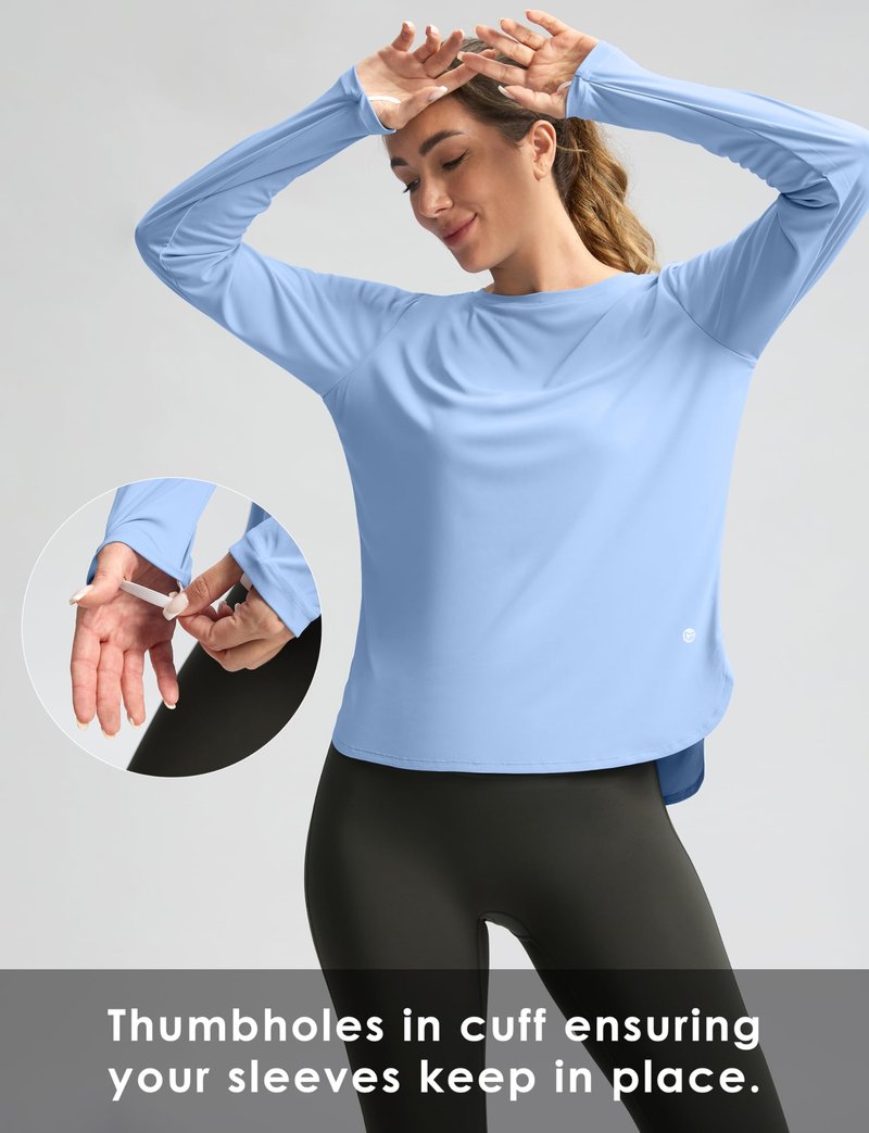 Women's Sun Shirts UPF 50+ Long Sleeve UV Protection Shirt Lightweight Quick Dry Workout Hiking Tops for Women(Haze Blue,XXXL)