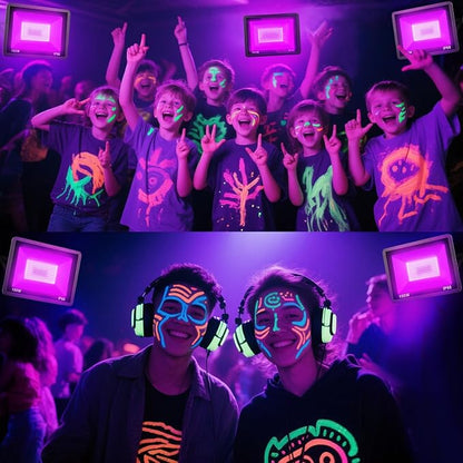 100W Black Light, Indoor Outdoor Blacklight with Plug and Switch, Ip66 Waterproof, 365 NM UV Light for Glow Neon Party, Body Painting, Fluorescent Tapestry, 1Pack