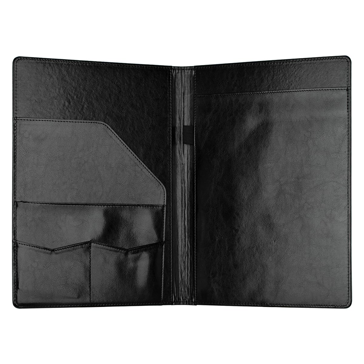 Padfolio Portfolio Binder, Faux Leather Folder, Resume Interview Legal Document Organizer, Letter Sized Writing Pad w/Business Card Holder, A4 Professional Folio for Office Conference (Black)