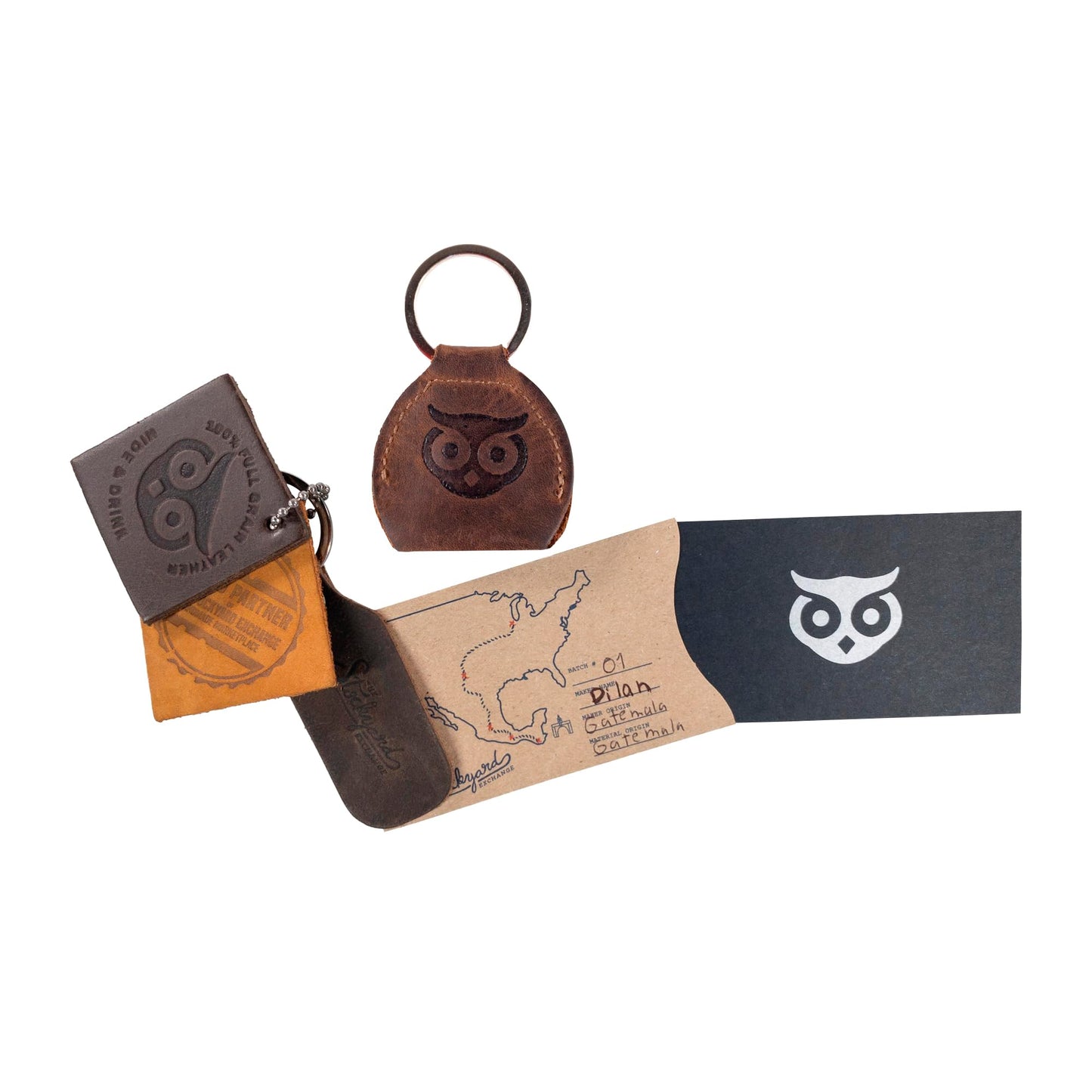 Hide & Drink, Guitar Pick Holder with Ring, Key Organizer, Keychain for Guitar Players, Full Grain Leather, Handmade, Bourbon Brown