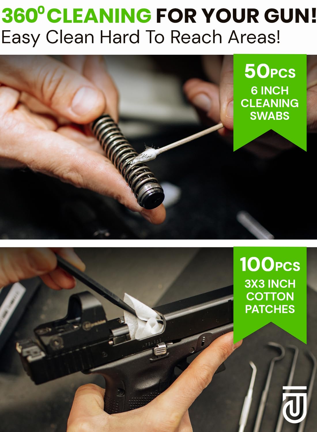 Bore Cleaner Gun Cleaning Kit for 12Ga / 5.56 / 9mm Gun Cleaning Snake, Gun Cleaning Supplies Incl. 1.69oz Clp Gun Cleaning Oil, Gun Cleaning Patches, Gun Cleaning Swabs, Gun Brushes, Cleaning Picks
