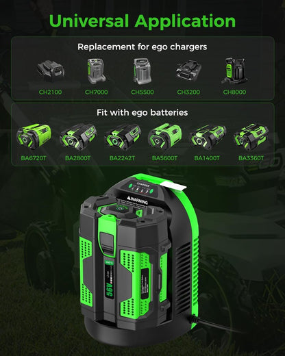 Aoasur Replacement for EGO 56V Battery Charger Compatible with EGO 56V Battery BA1400T BA2242T BA2800T BA3360T - for EGO Power+ CH3200 CH5500 CH2800(Green)