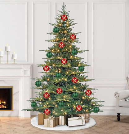 4.7" Large Plastic Christmas Balls Ornaments Set of 4, Glitter Shatterproof Christmas Bulbs Ornaments for Xmas Tree Decorations, Red and Green Ornament for Tree, Mantel, Garland, Winter, Holiday Decor