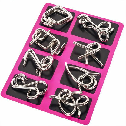 GEKELI Metal Wire Puzzle Set of 24 with Pouch,Brain Teaser IQ Test Disentanglemen Iron Link Unlock Interlock Game Chinese Ring Magic Trick Toy for Party Favor Kids Adults Challenge