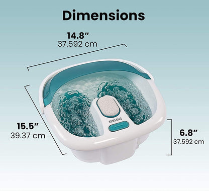 Homedics Bubble Elite Foot Spa Massager with Heat Boost, 2-in-1 Removable Pedicure Center, Toe-Touch Control, Easy Tote Handle with Splash Guard