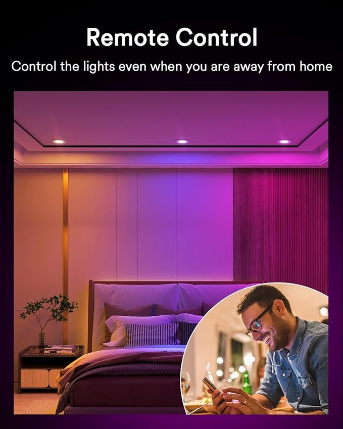 Lumary 3 Inch Smart Recessed Lighting WiFi Bluetooth Smart LED Recessed Lights 7W 350LM LED Wafer Downlight with Junction Box Compatible with Alexa/Google Assistant(1 Pack)