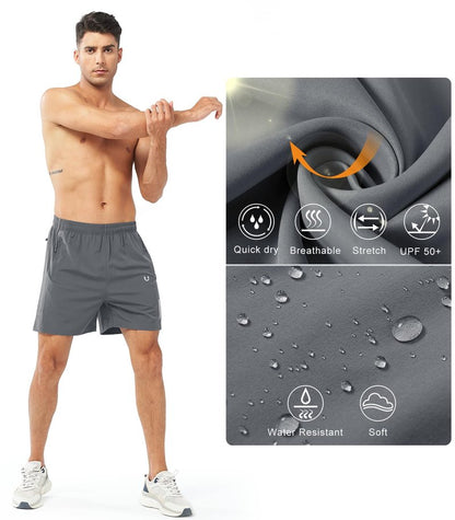 NORTHYARD Men's Athletic Running Shorts Gym Workout 7"/9"/5" Quick Dry Lightweight Sports Basketball Tennis 3 Zipper Pockets SMOKEGREY-5inch XL