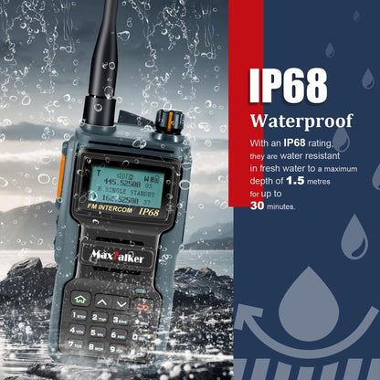 MaxTalker TK-W70 Ham Radio Long Range 5W, Handheld Radio with Programming Cable, Multi-Band Two Way Radio with 2100mAh Battery, IP68 Waterproof Ham Radio