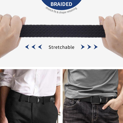 MACBORO Mens Belts Stretchable Big and Tall Belts for Men Elastic Stretch Belt Black 1.26"