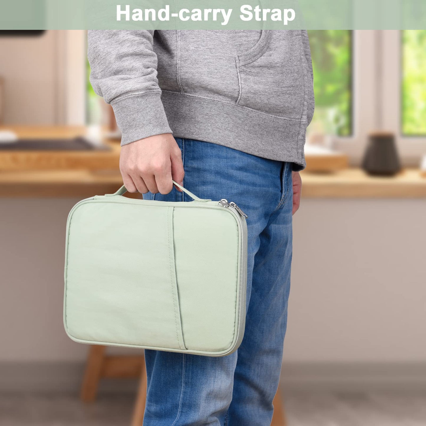 9-11 Inch Tablet Carrying Sleeve, Padded Travel Bag for iPad Pro 11-in (M4), iPad 10.9 (10th Gen), iPad Air 11-in (M2), Galaxy Tab S9/S8 (Green-Updated Version, 9-11)