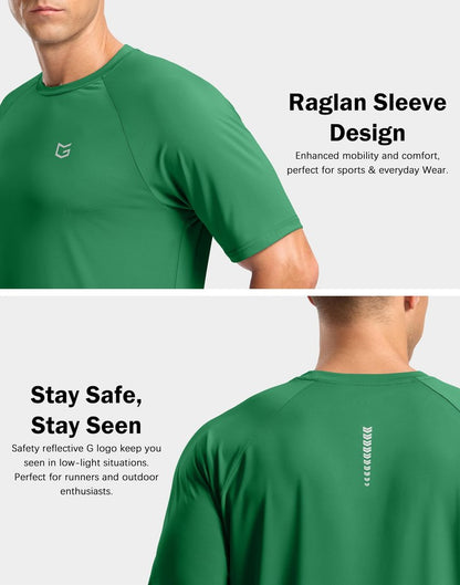 G Gradual Men's Athletic Workout T-Shirts Moisture Wicking Cooling Running Shirts Short Sleeve Performance Tee for Gym Tennis(Green,S)