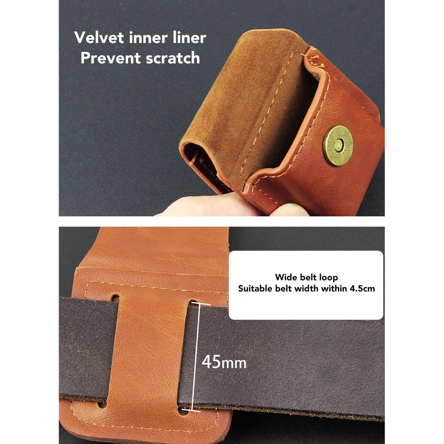 Lighter Holder with Belt Loop, PU Leather Lighter Pouch Holder Case, Anti Scratch Protective Storage Case (Brown)