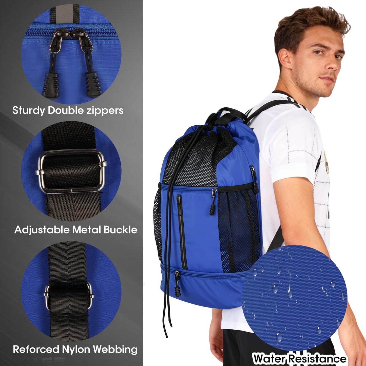 Wavathan Drawstring Backpack，Soccer Bag with Shoe Compartment，Basketball Backpack ，Football Drawstring Bag