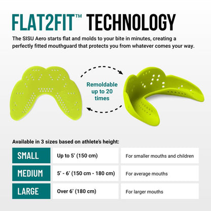 SISU Aero Medium Mouthguard, Neon Flash - 30% Stronger Protection for Lacrosse, Football, Hockey, Roller Derby, Team Sports - Remoldable Up to 20 Times - Ultra Slim - Works for Braces - Non Toxic