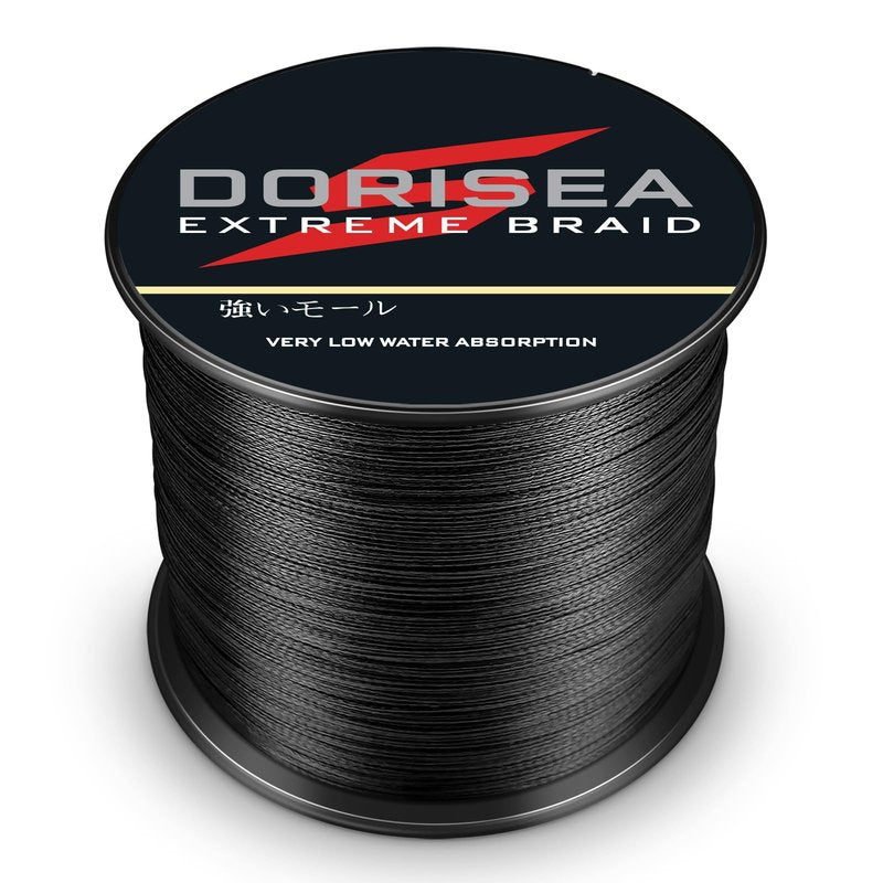 Dorisea Extreme Braid 100% Pe Black Braided Fishing Line 109Yards-2187Yards 6-550Lb Test Fishing Wire Fishing String Incredible Superline Zero Stretch (300m/328Yards 200lb/0.75mm(8Strands))