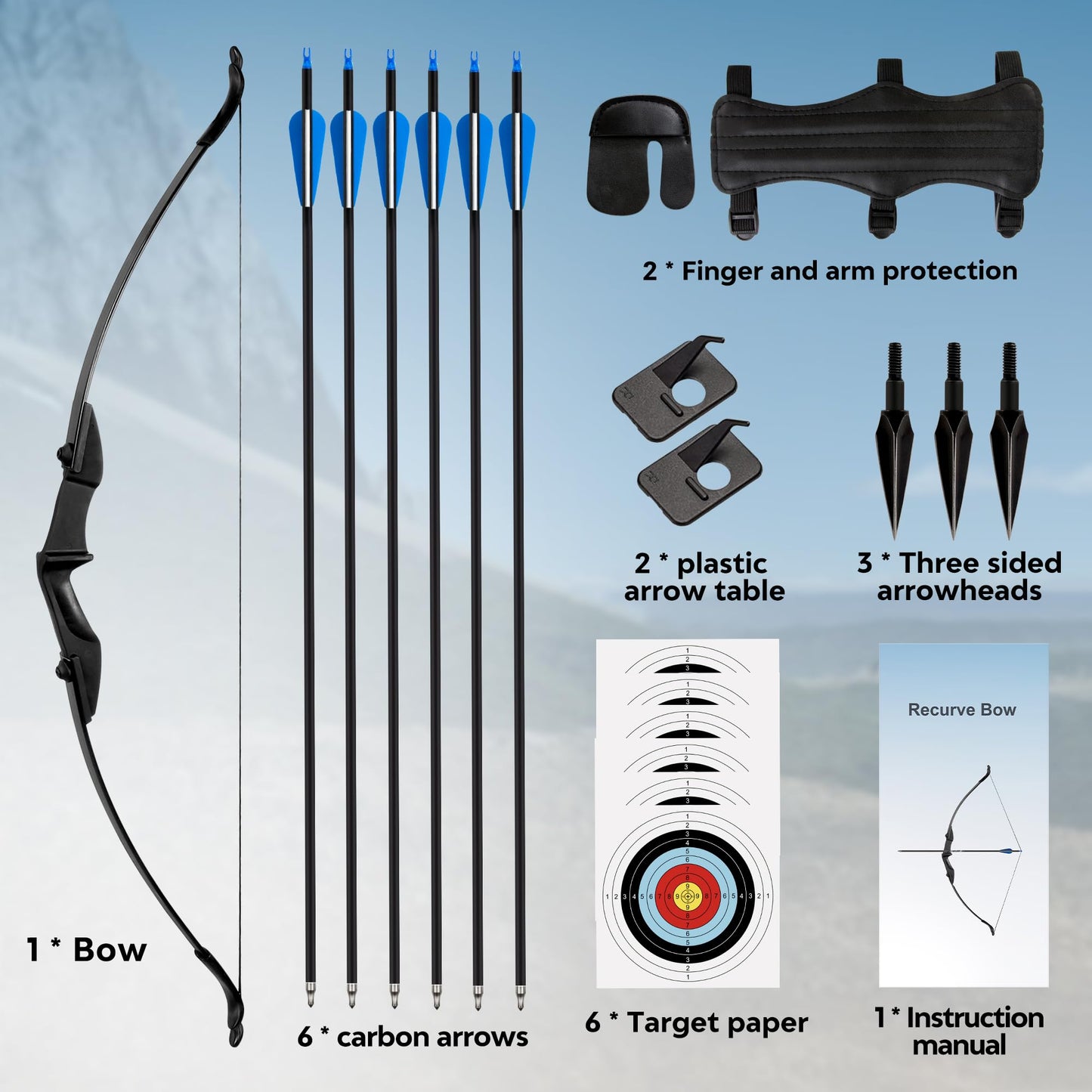 NorthSpoor Recurve Bow and Arrow Set，Takedown Recurve Bows Archery for Adults Left and Right Hands 40lbs Archery Set