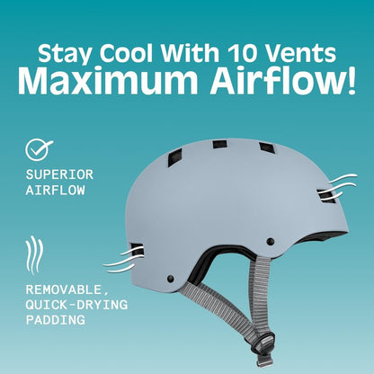 Retrospec Dakota Bicycle / Skateboard Helmet for Adults - Commuter, Bike, Skate, Scooter, Longboard & Incline Skating -Highly Protective & Premium Ventilation- Medium - Matte Crystal Blue
