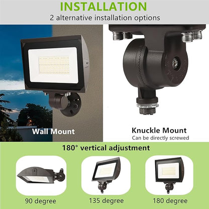 150W Outdoor LED Flood Light with Plate, 5000K Daylight 21000LM 100-277V, UL/DLC Waterproof LED Security Flood Lighting for Wall Wash/Sign/Flagpole/Tree/Yards/Advertising Boards