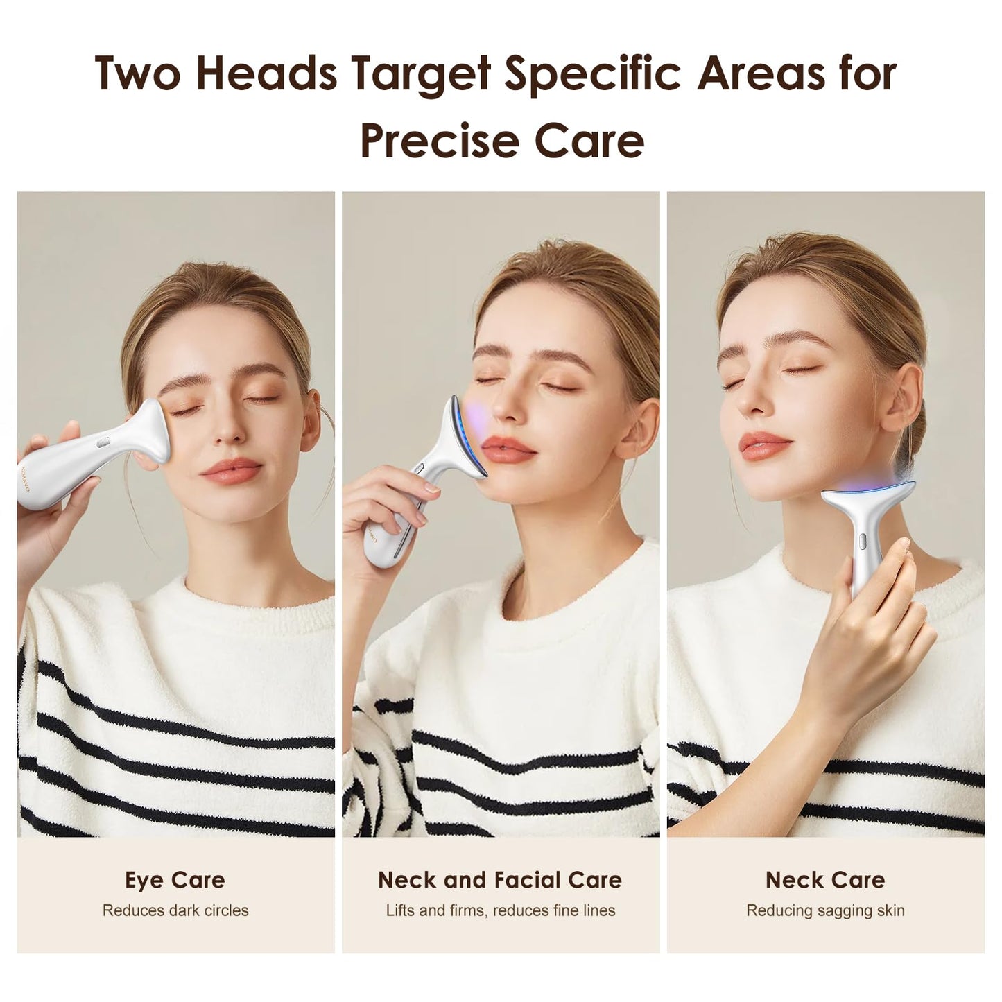 Facial and Neck Massager for Face, Neck - Skin Lifting & Firming - Wrinkle & Dark Circle Reducer - at Home Skin Care Face Sculpting Tool and Neck Massager-Pastel Pink