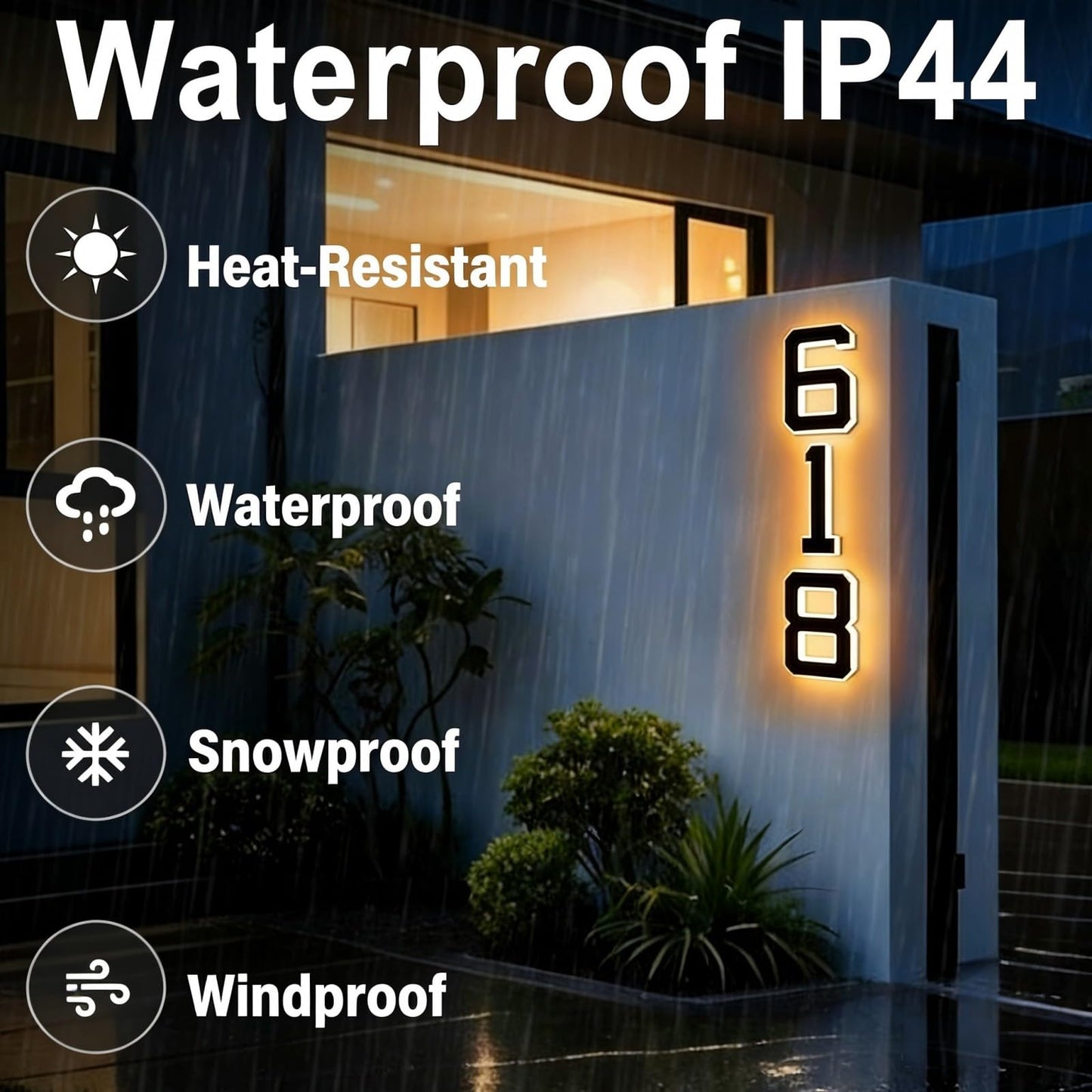 KUZEOLON 9 Inch Solar-Powered Outdoor House Number Light, No Wiring, Light Up House Numbers for Outside with Solar Panel, Waterproof LED Address Numbers for Home (1-9) (number2)