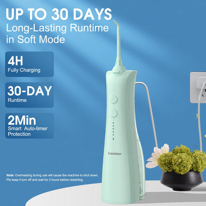 Leominor Water Dental Flosser - 5 Modes Cordless Portable Oral Irrigator, IPX7 Waterproof, Rechargeable Teeth Cleaner Upgrade Datchable Tank Professional Flossing Cleaning Pick for Home Travel (Black)