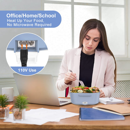 Electric Lunch Box Food Heater, 3 in 1 Ultra Quick Heated Lunch Boxes for Adults, 12V/24V/110V Portable Food Warmer for Car/Truck/Office With Fork Spoon and Insulated Carry Bag