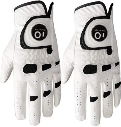 FINGER TEN Men’s Golf Gloves Left Hand Right with Ball Marker 2 Pack, Weathersof Grip Soft Comfortable, Fit Size Small Medium ML Large XL (Cadet S, Worn on Left Hand)
