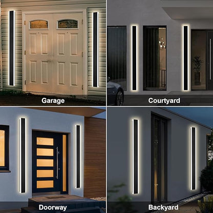 2 Pack Black Outdoor Wall Light,60 inch Long Outdoor Modern LED Wall Sconce, Waterproof IP65 LED Wall Mount Lighting Fixture for House Living Room Corridor Porch Patio Garage