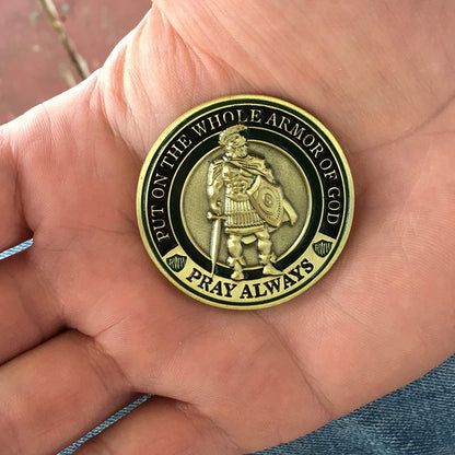 Armor of God Challenge Coin,Prayer Coin Collector's Medallion
