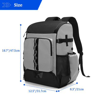 GOBUROS Baseball Backpack Holds Up to 4 Bats, Softball Bat Bag for Men Gray