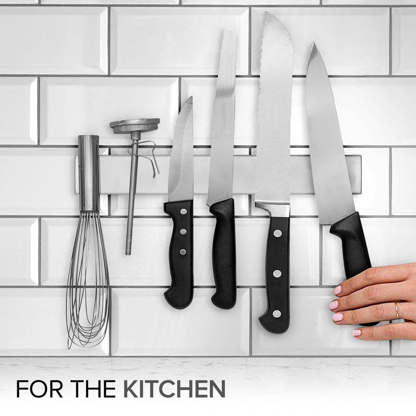 Modern Innovations 12 Inch Stainless Steel Magnetic Knife Bar with Multipurpose Use as Knife Holder, Knife Rack, Knife Strip, Kitchen Utensil Holder, Tool Holder, Art Supply Organizer, Home Organizer
