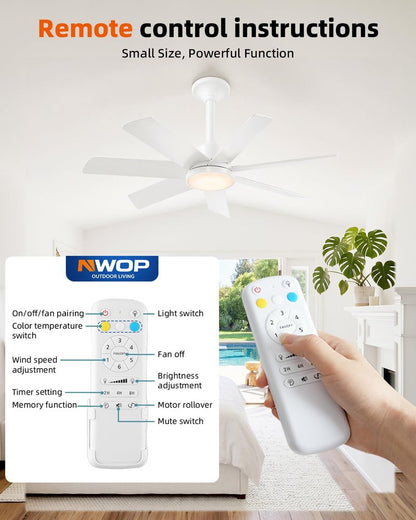 Remote Control for NWOP Ceiling Fans, ONLY Compatible with Our Store's Ceiling Fans, 6 Wind Speeds, Timer, Light & Temperature Control