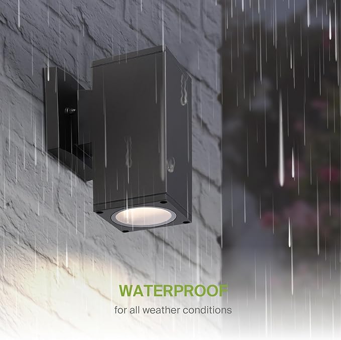 ASD 1 Light Square Outdoor Wall Light Fixture | 60W E26 Socket 120V ETL Cylinder Up Down Lights | LED/CFL/Incandescent Bulb Exterior Wall Sconce | Front Door, Porch, Patio Lighting | Bronze