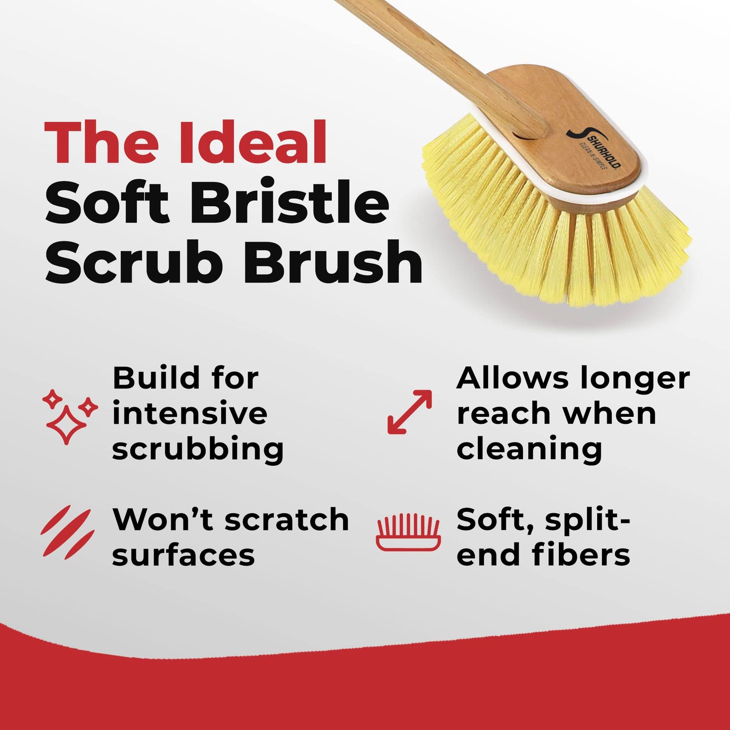 Shurhold 1960 Marine Mate 6 Inch Soft Bristle Brush with 48 Inch Handle
