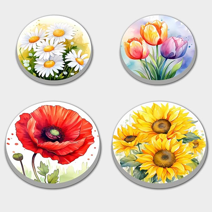 Flowers Stove Burner Covers, Dining Room Gas Stove Burner Covers 8 ＆10 Inches Stove Top Covers Electric Stove 4 Pcs Metal Stove Cover Gas Stove Top Covers, Cooktop Decorative,Home Kitchen Decorations