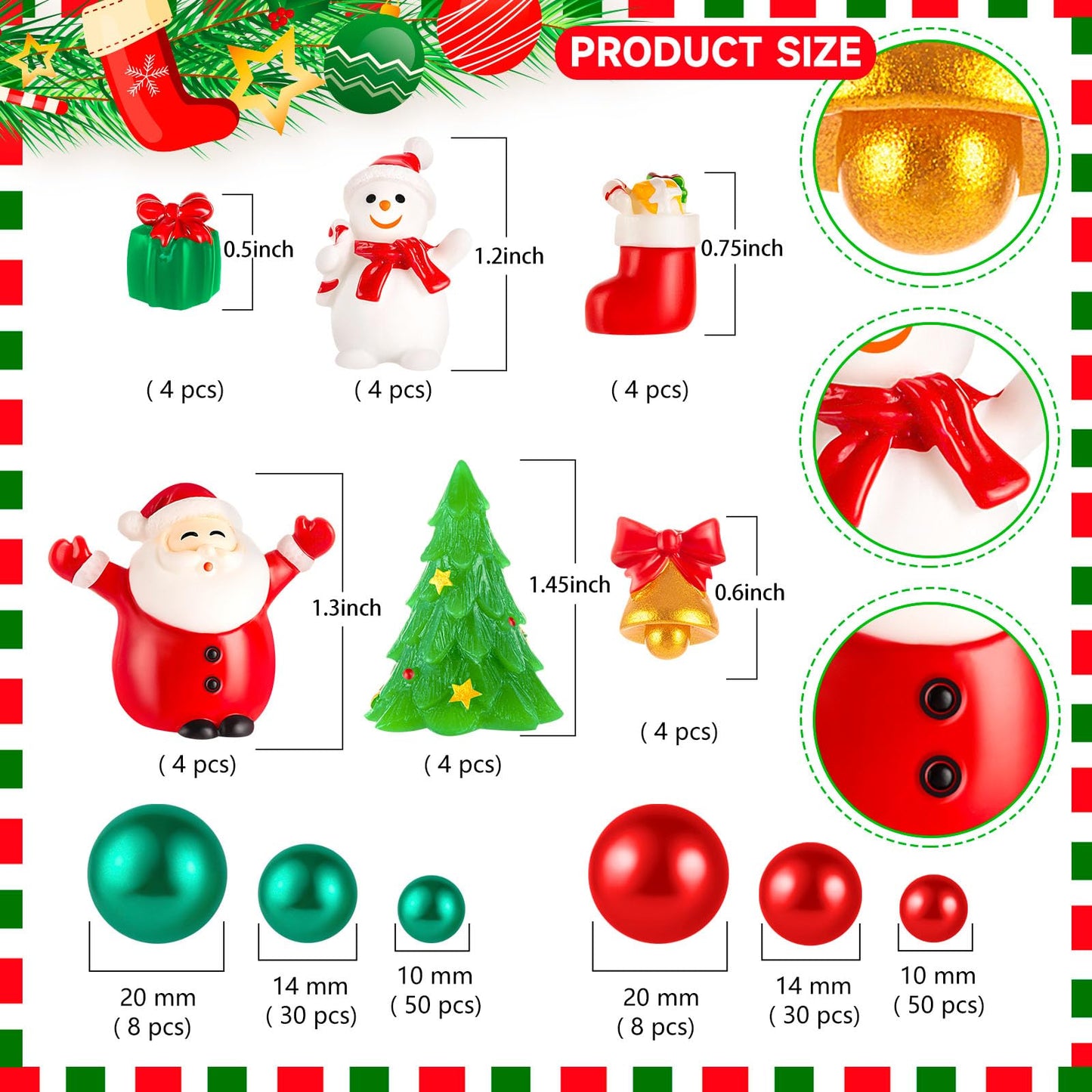 ZHWKMYP 200Pcs Christmas Vase Filler, Red and Green Christmas Floating Vase Filler for Table Centerpieces Decorations