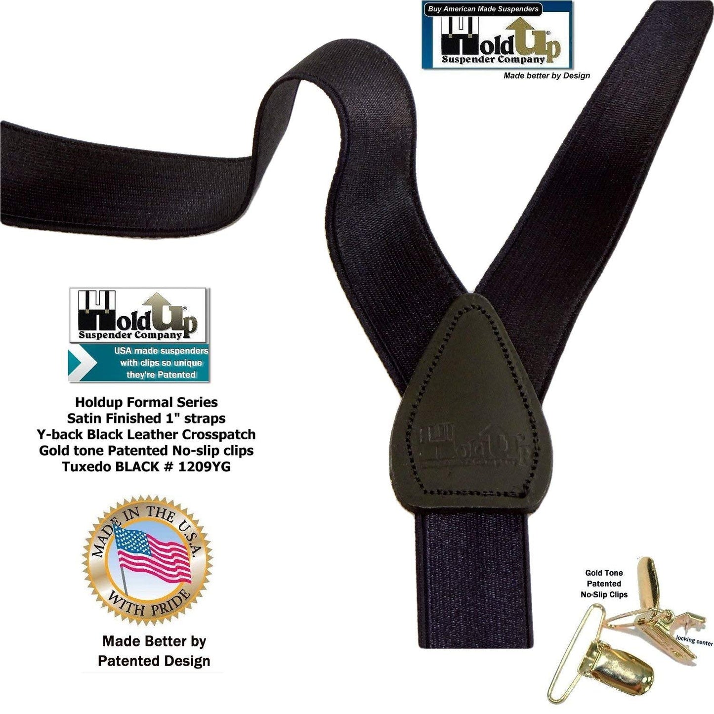 Hold-Up Suspender Company Formal Series Suspenders for Men in Tuxedo YG Style with USA Patented No-Slip Clips