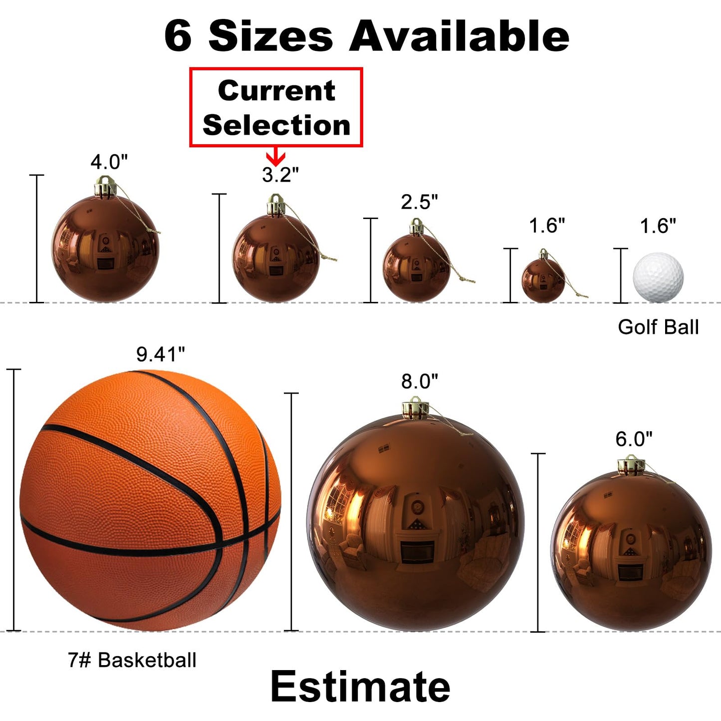Bronze 3.2" Large Christmas Balls - Christmas Tree Decoration Ornaments Shatterproof Hanging Balls for Birthday Halloween Holiday Wedding Decorations Set of 24pcs