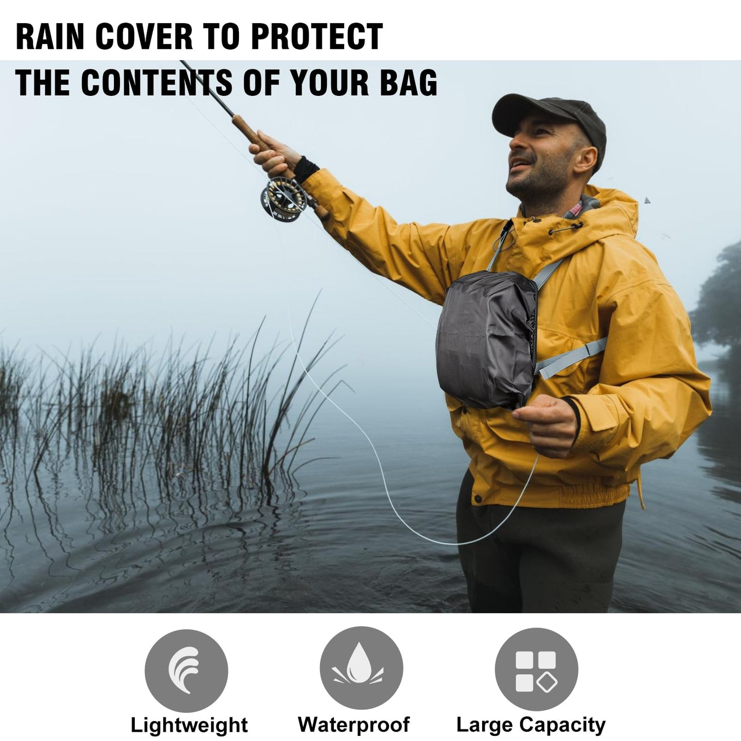 Qiullen Fly Fishing Chest Pack,Waterproof Tackle Bag with Zip-Down Workstation,Fly Box Storage,Net Holder,Adjustable Straps for Wading and Stream Fishing