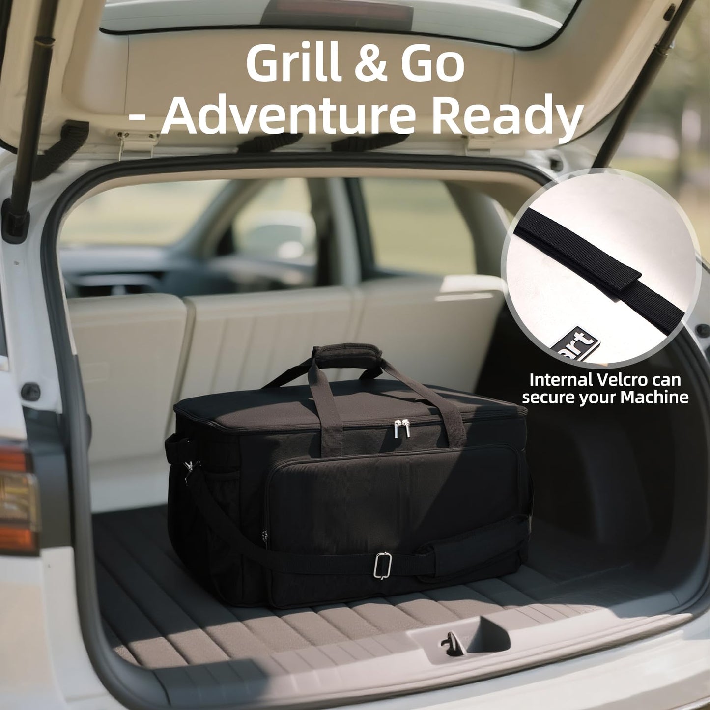 NOELIFE Grill Carry Bag for Cuisinart CGG-306 Chef's Style Tabletop Grill, Padded Portable Case with Pockets for Small Propane Cylinders & Outdoor Griddle Accessories, Water-Resistant (Bag Only)