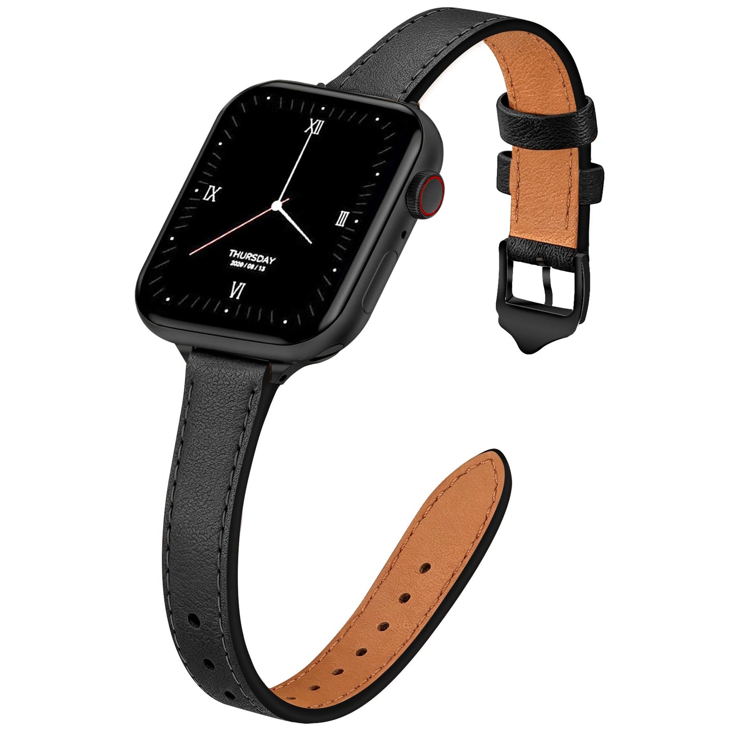 JR.DM Slim Leather Bands Compatible with Apple Watch Band 38mm 40mm 41mm 42mm 44mm 45mm 46mm 49mm, Genuine Leather Thin Band Feminine Design Strap for Iwatch Ultra SE Series 11 10 9 8 7 6 5 4 3 2 1