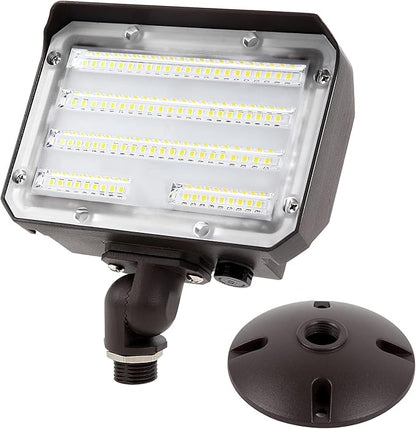 60W LED Flood Light with Knuckle, Outdoor Flood Light Dusk to Dawn Photocell 5000K 7800lm AC100-277V Equivalent 600W, ETL Waterproof Wall Mount LED Security Light for Yard Entrance Garden