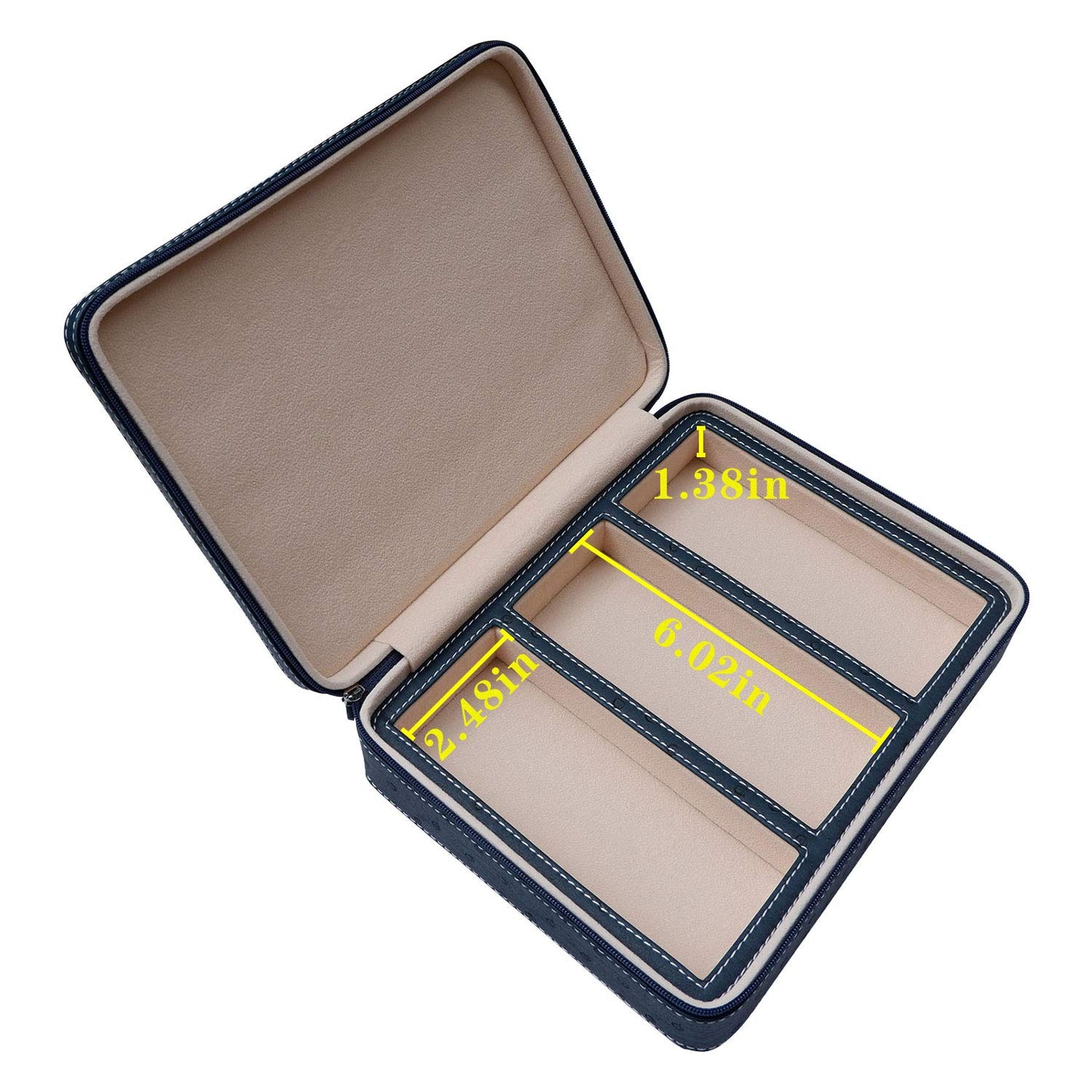 Beaufort 3 Slots PU Leather Eyeglasses Storage Box Sunglasses Box Jewelry Display Case Watch Box for Women Men