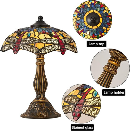Tiffany Style Table Lamp, 12 Inch Stained Glass Lamp, Antique Table Lamp, Bedside Lamp, for Nightstand Bedroom Living Room Home Office, Include LED Bulb