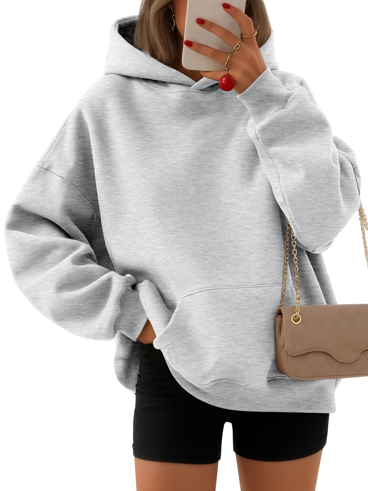 EFAN Womens Hoodies Oversized Sweatshirts Pullover Fleece Sweaters Long Sleeve Winter Fall Outfits Fashion Y2k Clothes Grey M