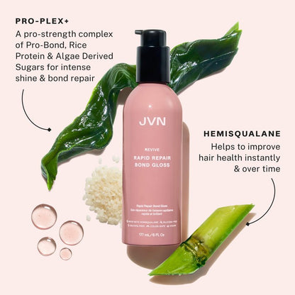 JVN Revive Rapid Repair Bond Gloss, 6 Fl Oz, Hair Shine Gloss Serum and Bond Repair Treatment, Repairs Damaged, Color Treated, or Fragile Hair, Silicone Free