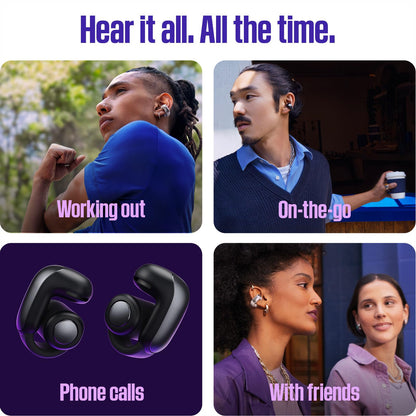 Bose Ultra Open Earbuds - Bluetooth Open Ear Earbuds with OpenAudio for Awareness, Clip-On Design for Comfort, Water Resistant, Up to 48 Hrs of Playtime, Sunset Iridescent - Limited Edition Color